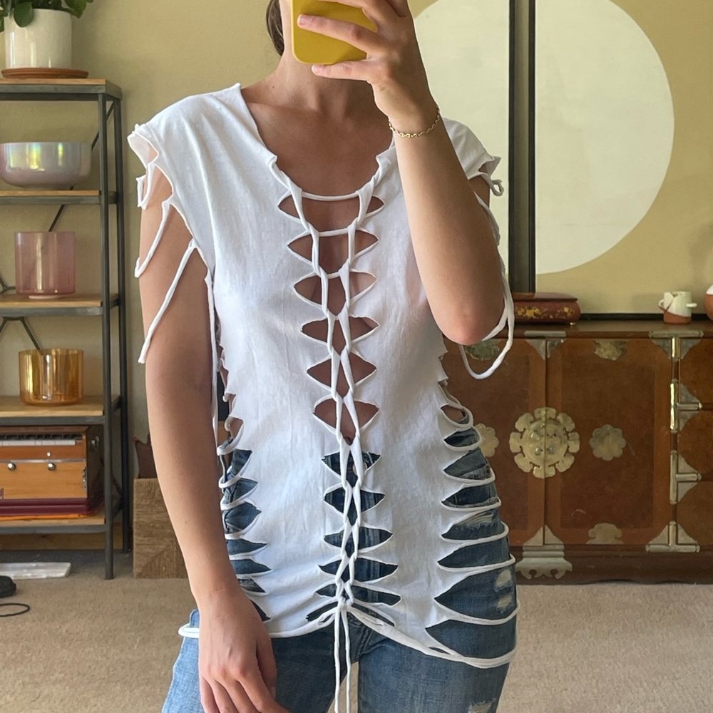 Cut up white tee